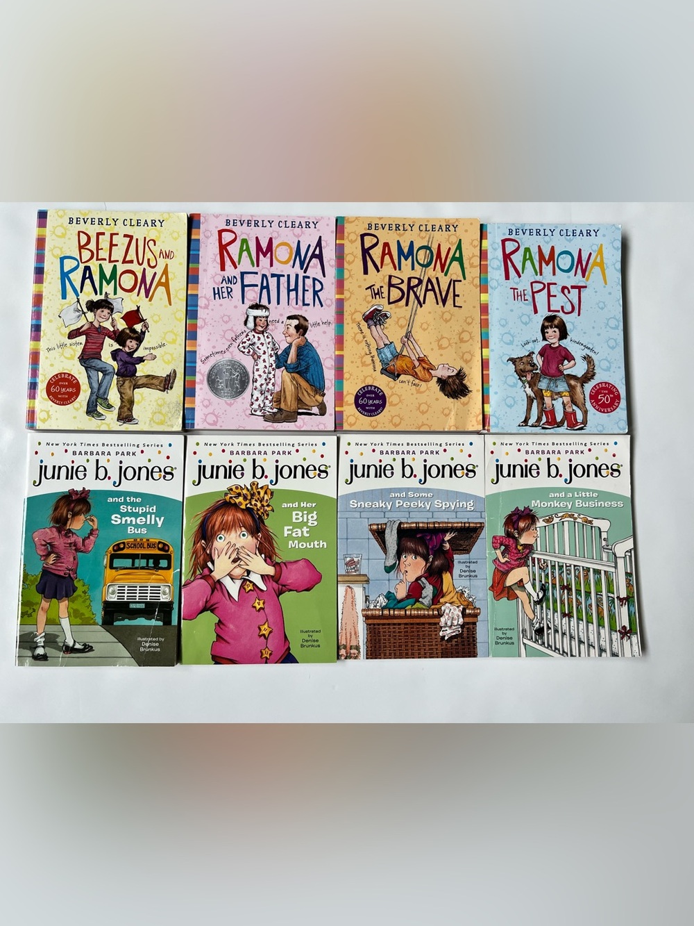 Kids Chapter Books, Lot Of 8  Junie B Jones, Ramona The Pest Beverly Cleary